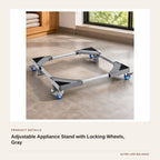Adjustable Appliance Stand with Locking Wheels, Gray product detail