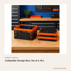 Collapsible Storage Bins, Set of 3, 45 L product detail
