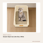 Drawer-Style Cat Litter Box, White product detail
