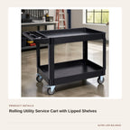 Rolling Utility Service Cart with Lipped Shelves product detail