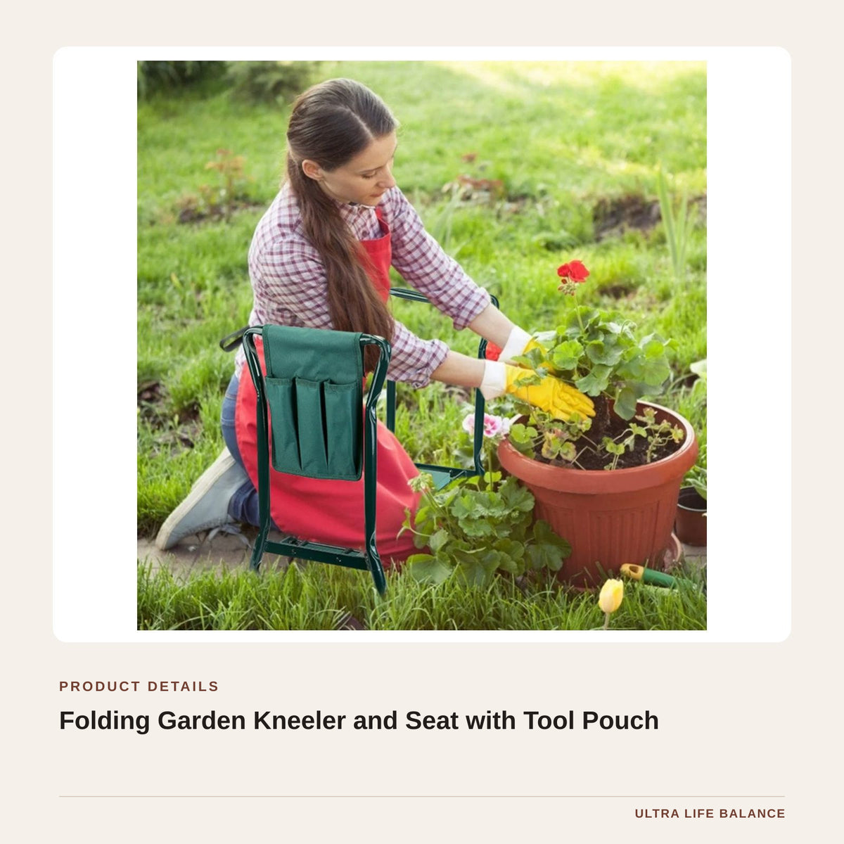 Folding Garden Kneeler and Seat with Tool Pouch product detail