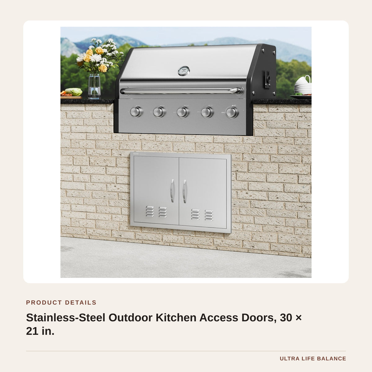 Stainless-Steel Outdoor Kitchen Access Doors, 30 × 21 in. product detail