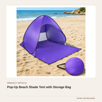 Pop-Up Beach Shade Tent with Storage Bag product detail