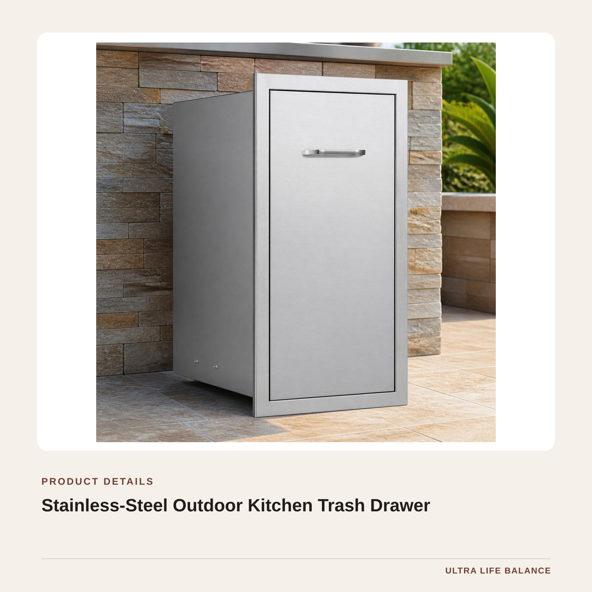 Stainless-Steel Outdoor Kitchen Trash Drawer product detail