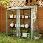 Lean-to Greenhouse, Portable Greenhouse with 3 Tier Shelves, 2 Roll-Up Zippered Doors, 56.3" x 18.1" x 59.4", Clear — product image 3