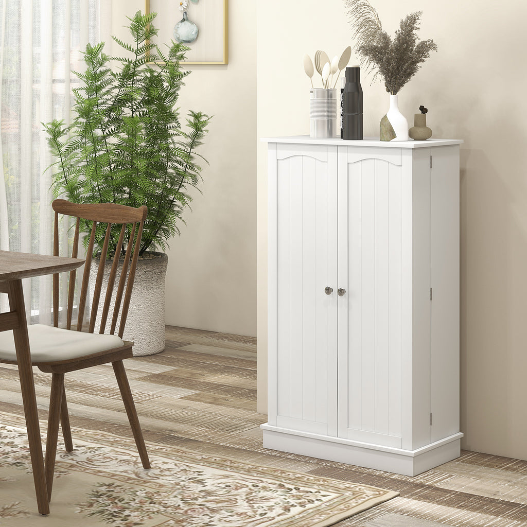 Freestanding Kitchen Pantry Cabinet, Kitchen Sideboard Cabinet with 12 Door Shelves, Double Doors, 5-tier Shelving, Paper White — product image 2
