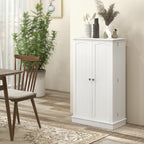 Freestanding Kitchen Pantry Cabinet, Kitchen Sideboard Cabinet with 12 Door Shelves, Double Doors, 5-tier Shelving, Paper White — product image 2