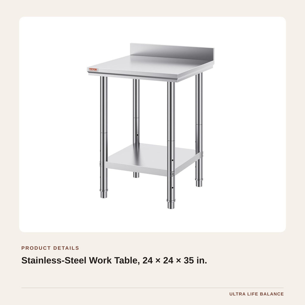Stainless-Steel Work Table, 24 × 24 × 35 in. product detail