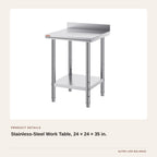 Stainless-Steel Work Table, 24 × 24 × 35 in. product detail