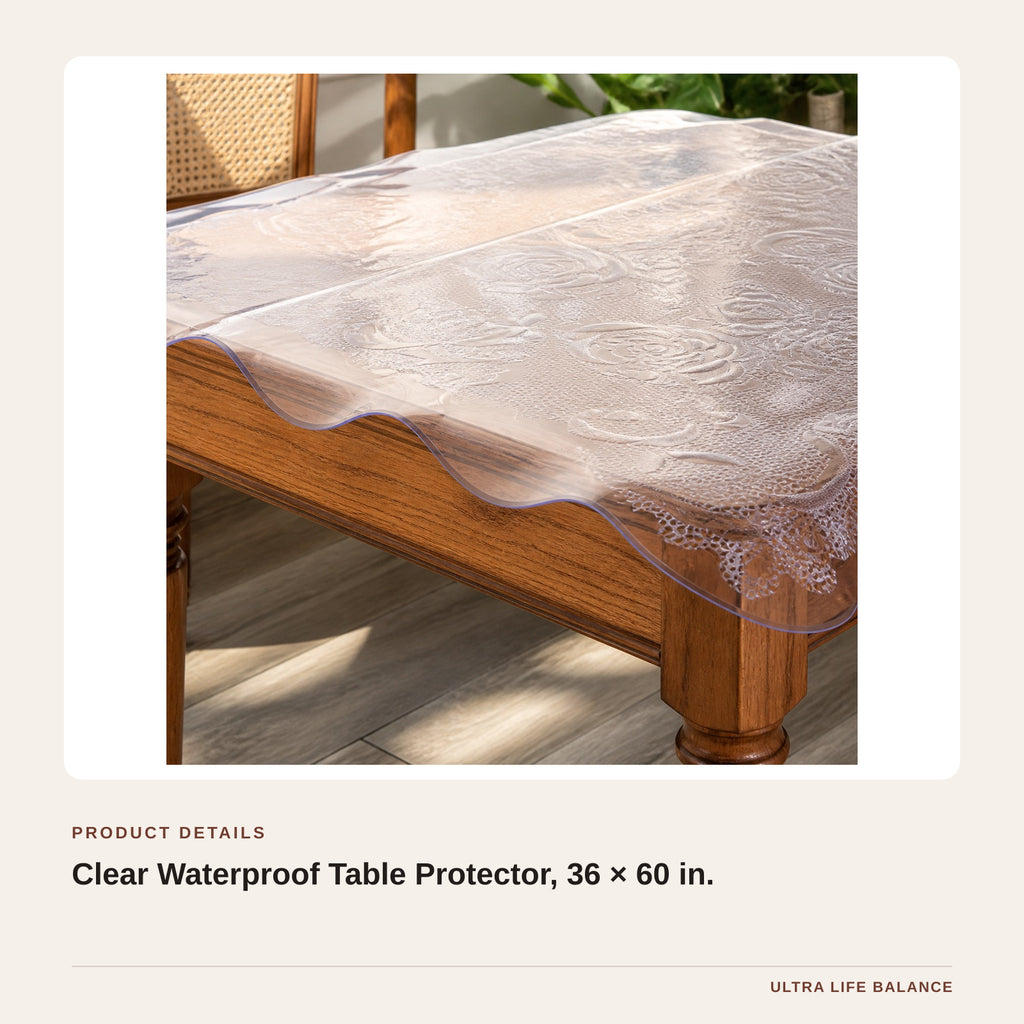 Clear Waterproof Table Protector, 36 × 60 in. product detail