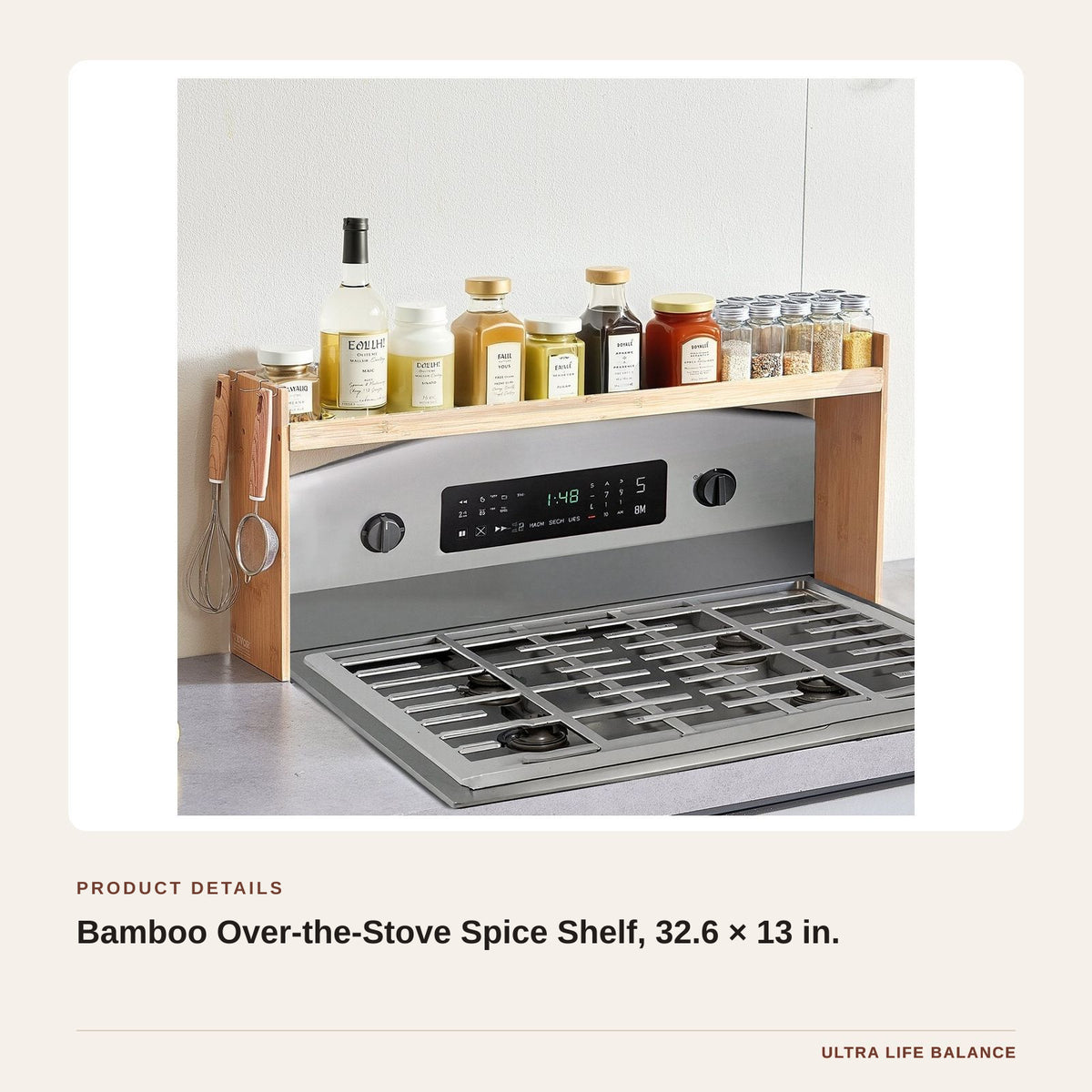 Bamboo Over-the-Stove Spice Shelf, 32.6 × 13 in. product detail