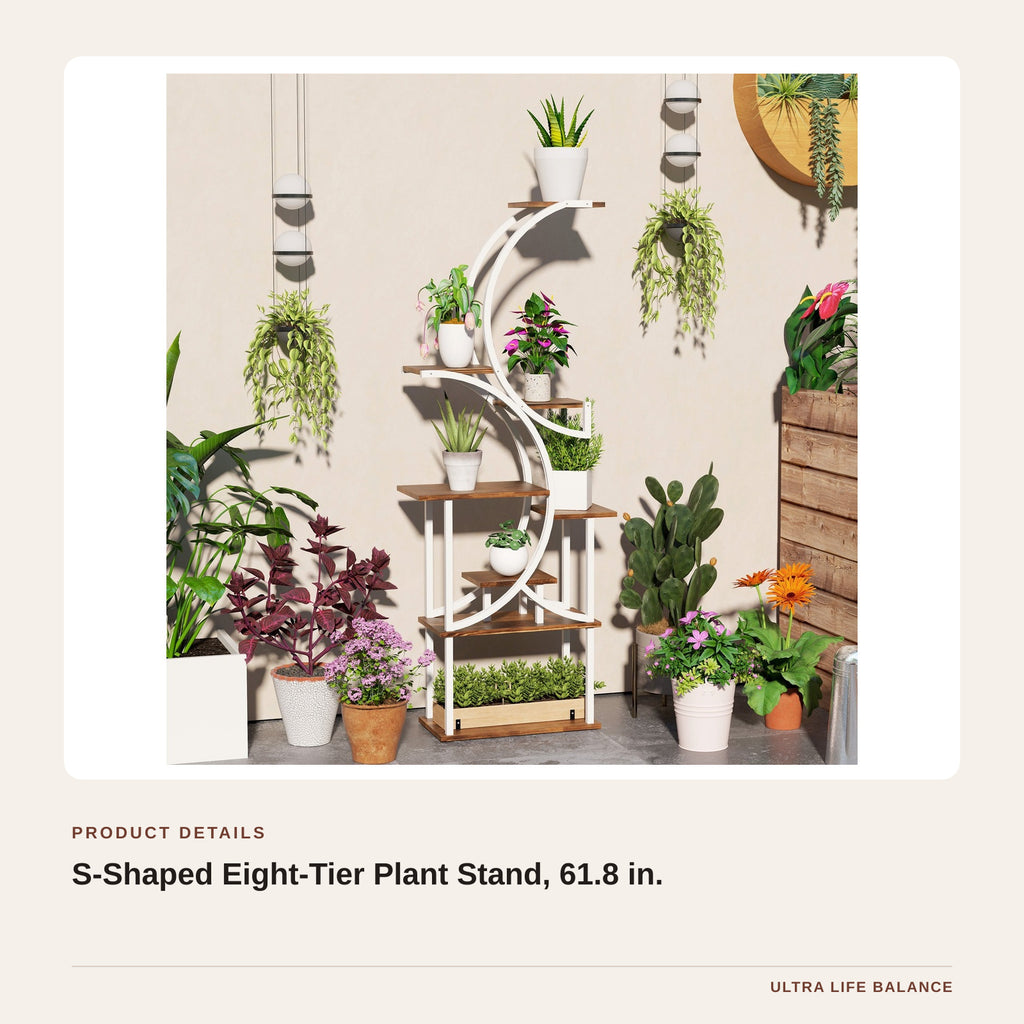 S-Shaped Eight-Tier Plant Stand, 61.8 in. product detail