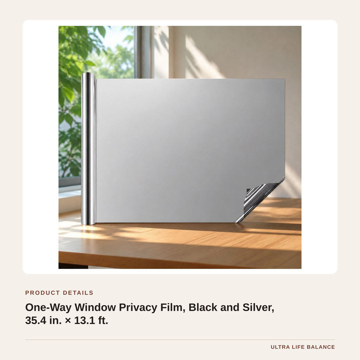 One-Way Window Privacy Film, Black and Silver, 35.4 in. × 13.1 ft. product detail