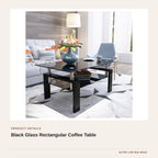 Black Glass Rectangular Coffee Table product detail