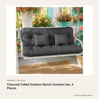 Charcoal Tufted Outdoor Bench Cushion Set, 4 Pieces product detail