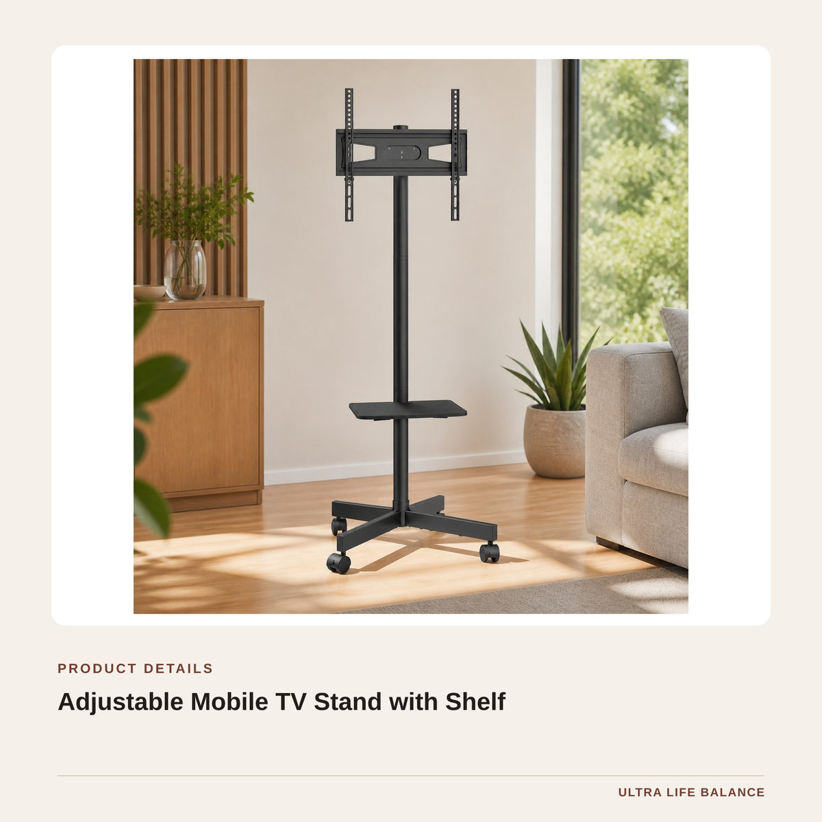 Adjustable Mobile TV Stand with Shelf product detail