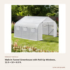 Walk-In Tunnel Greenhouse with Roll-Up Windows, 11.5 × 10 × 6.5 ft. product detail