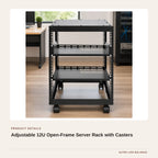Adjustable 12U Open-Frame Server Rack with Casters product detail