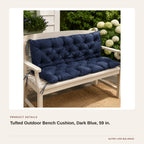 Tufted Outdoor Bench Cushion, Dark Blue, 59 in. product detail