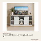 Solid-Wood TV Cabinet with Sliding Barn Doors, 65 in. product detail