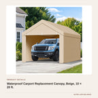 Waterproof Carport Replacement Canopy, Beige, 10 × 20 ft. product detail