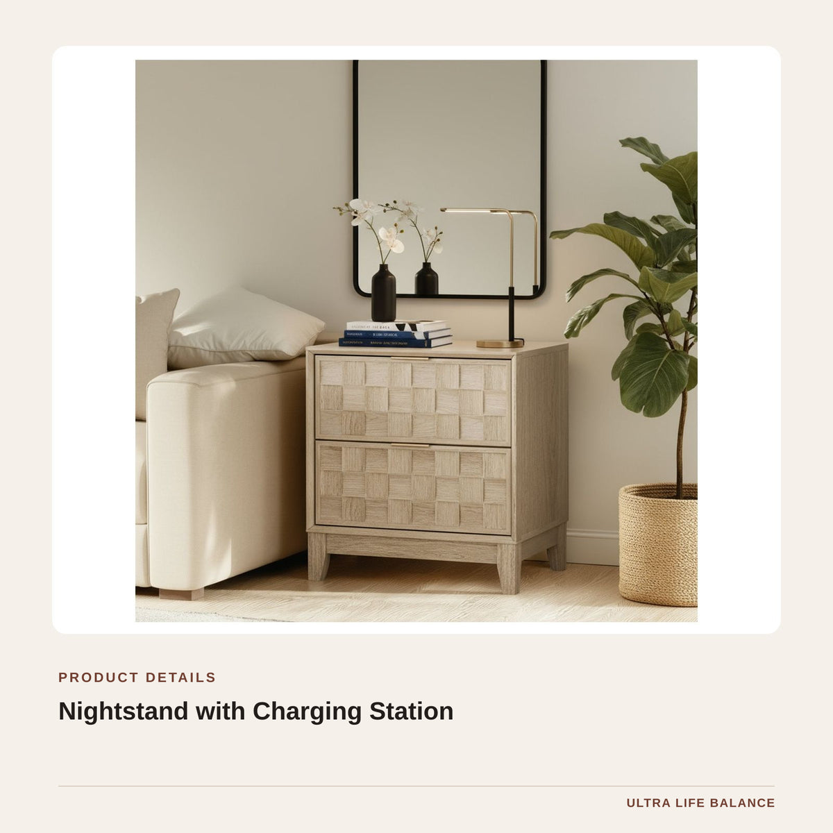 Nightstand with Charging Station product detail