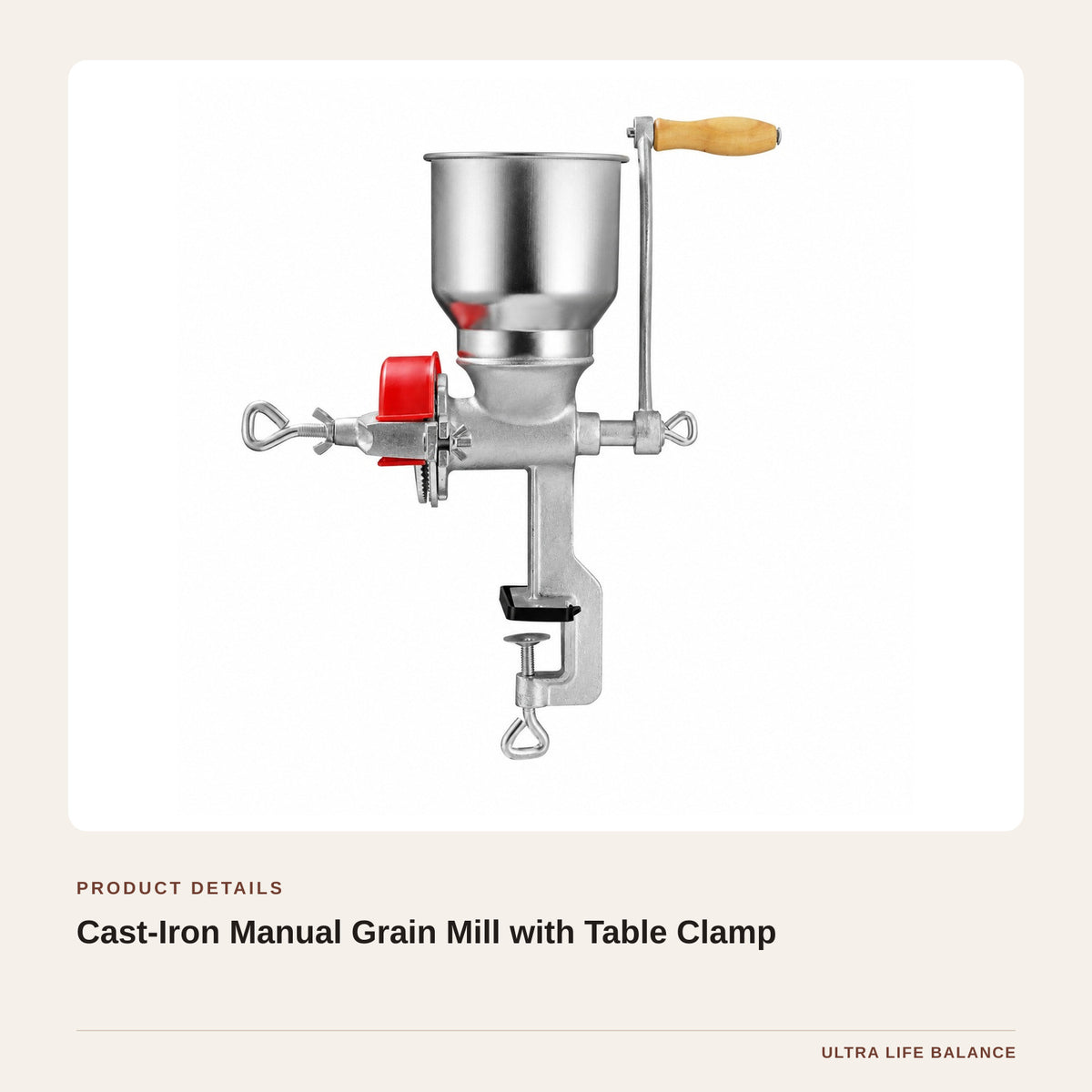 Cast-Iron Manual Grain Mill with Table Clamp product detail