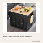 Rolling Kitchen Island with Drawer and Shelves product detail