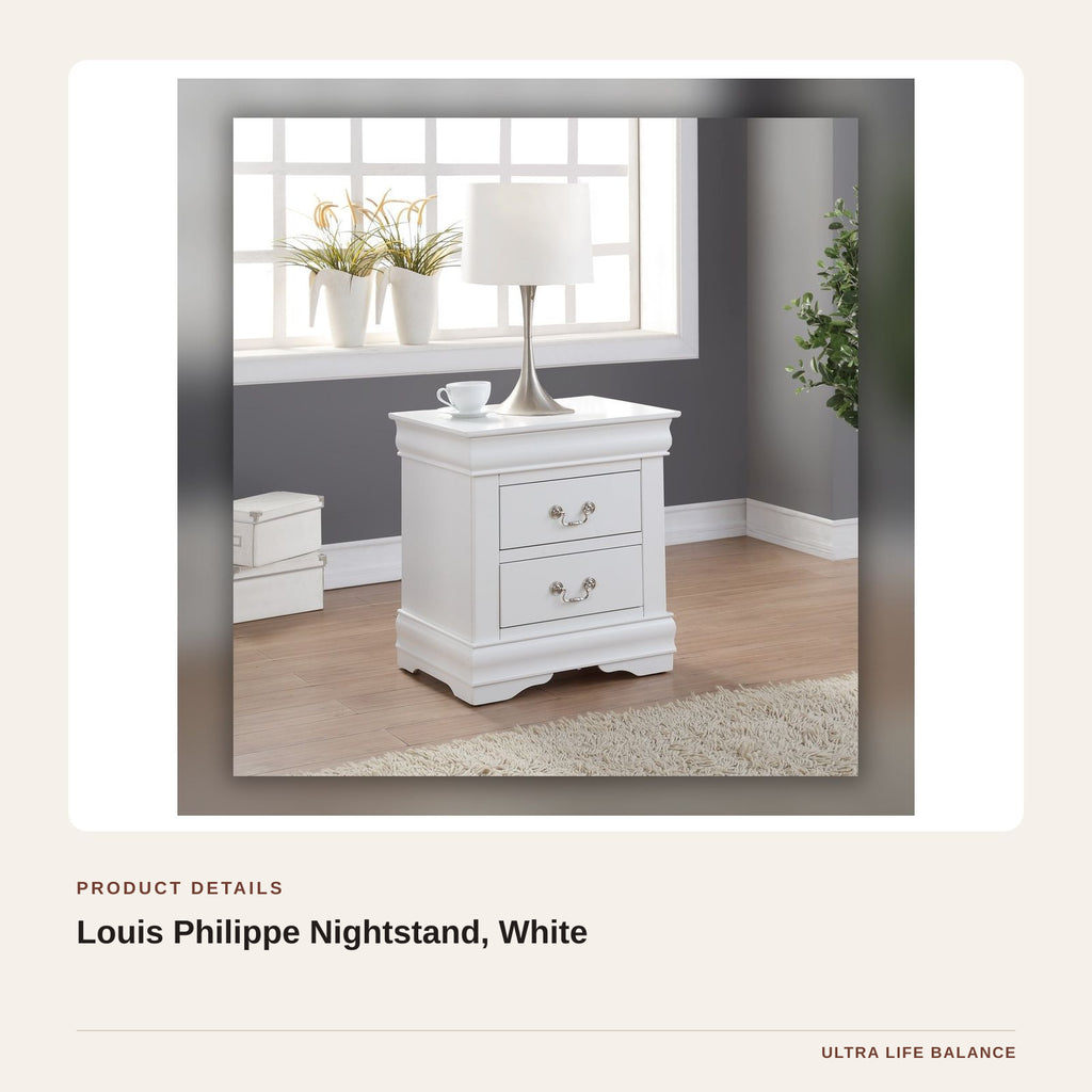 Louis Philippe Nightstand, White product detail