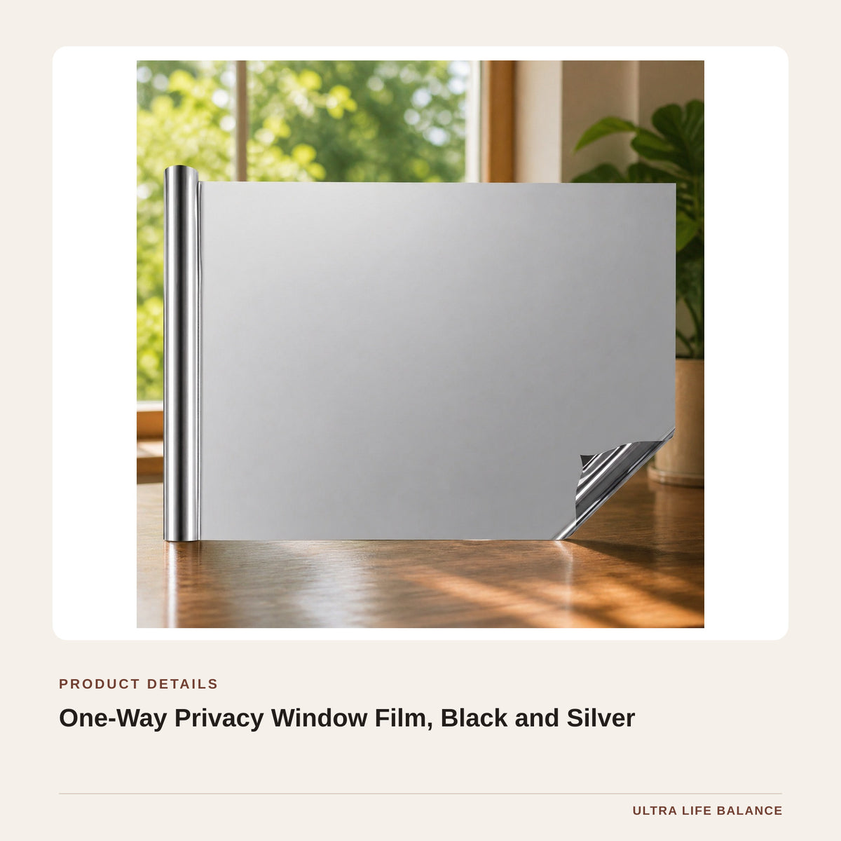 One-Way Privacy Window Film, Black and Silver product detail