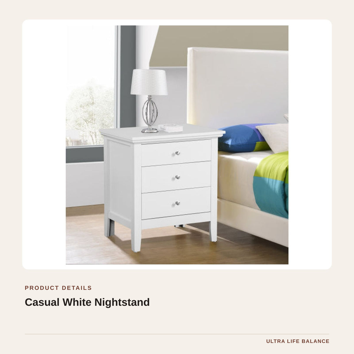 Casual White Nightstand product detail