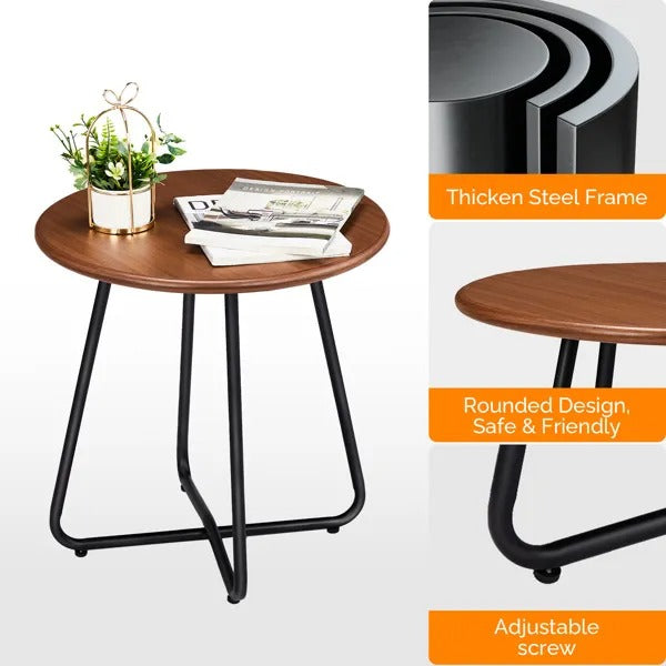 Outdoor Side Table with Imitation Wood Tabletop — Weather Resistant Patio Side Table — product image 3