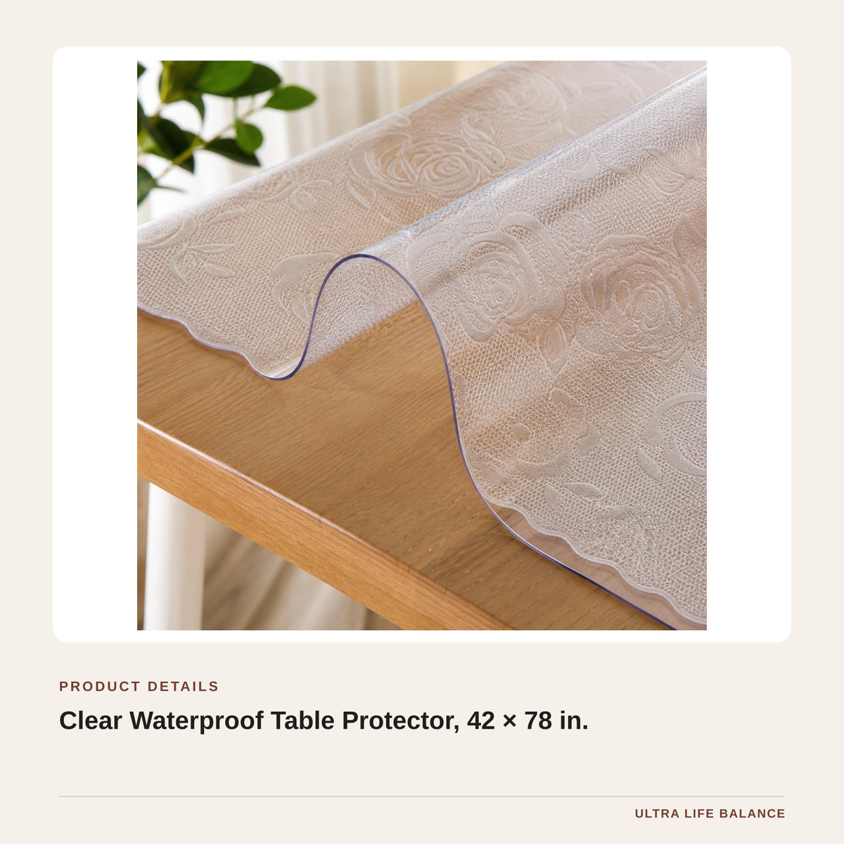 Clear Waterproof Table Protector, 42 × 78 in. product detail