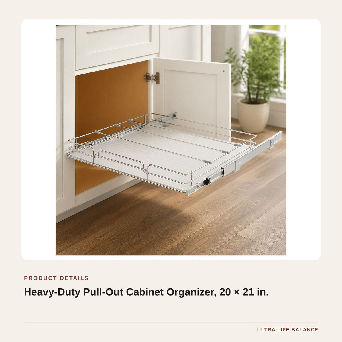 Heavy-Duty Pull-Out Cabinet Organizer, 20 × 21 in. product detail
