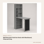 Wall-Mounted Fold-Out Desk with Blackboard, Charcoal Gray product detail