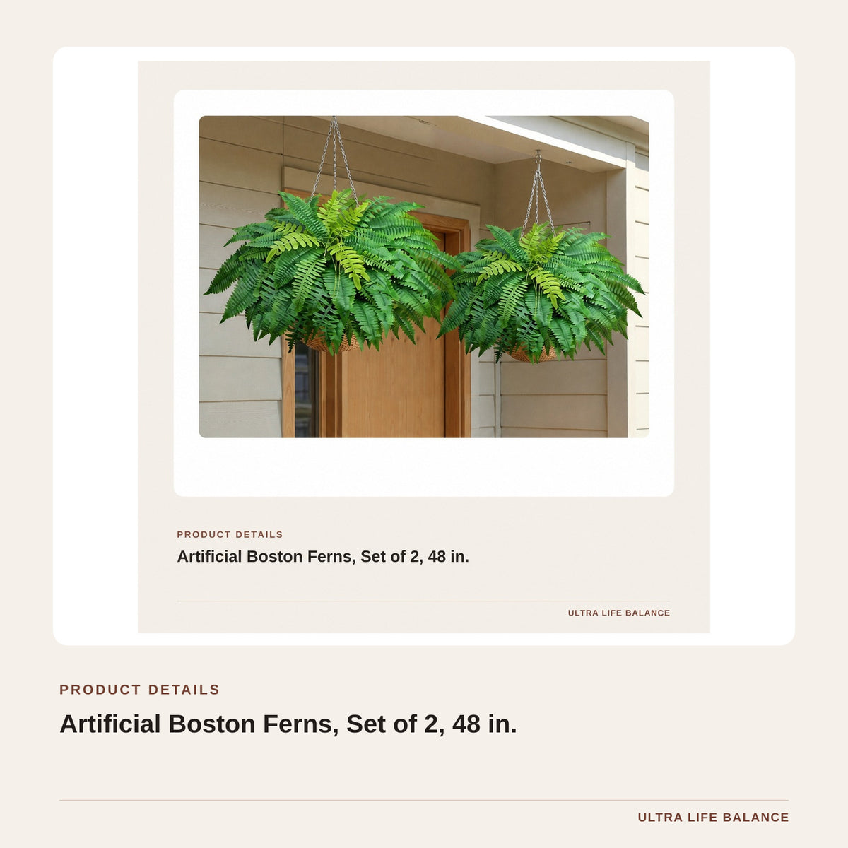 Artificial Boston Ferns, Set of 2, 48 in. product detail
