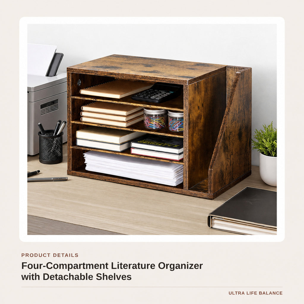Four-Compartment Literature Organizer with Detachable Shelves product detail