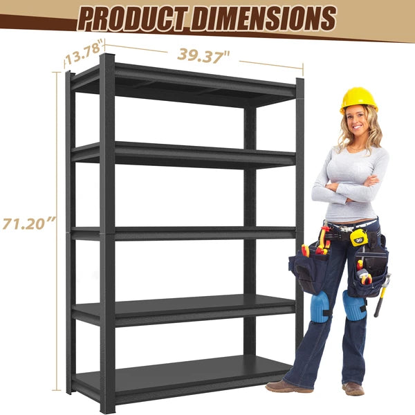 5-Tier Metal Storage Shelving — Industrial Utility Rack — product image 3