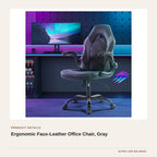 Ergonomic Faux-Leather Office Chair, Gray product detail