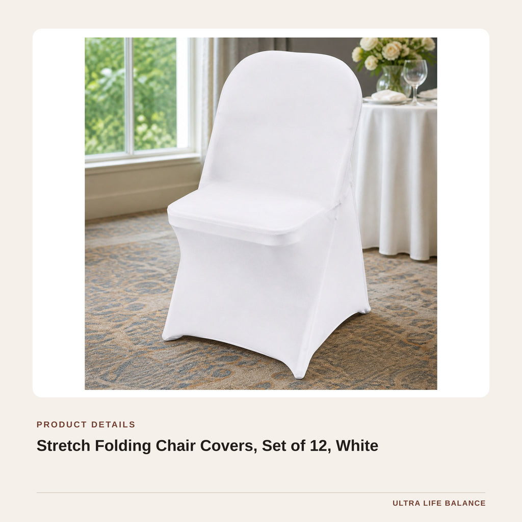 Stretch Folding Chair Covers, Set of 12, White product detail