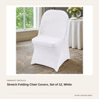 Stretch Folding Chair Covers, Set of 12, White product detail