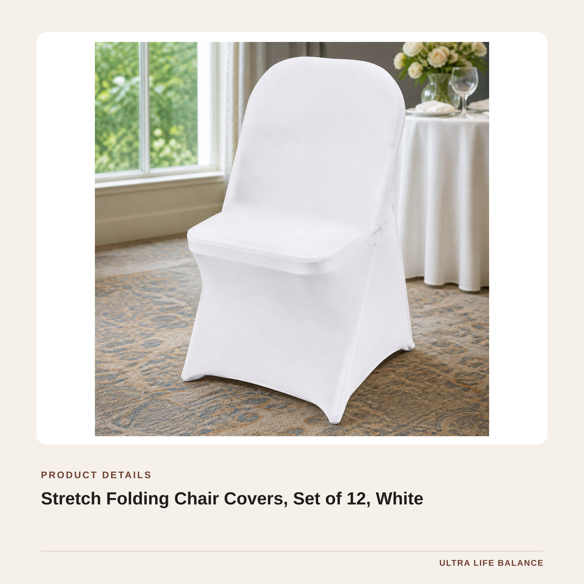 Stretch Folding Chair Covers, Set of 12, White product detail
