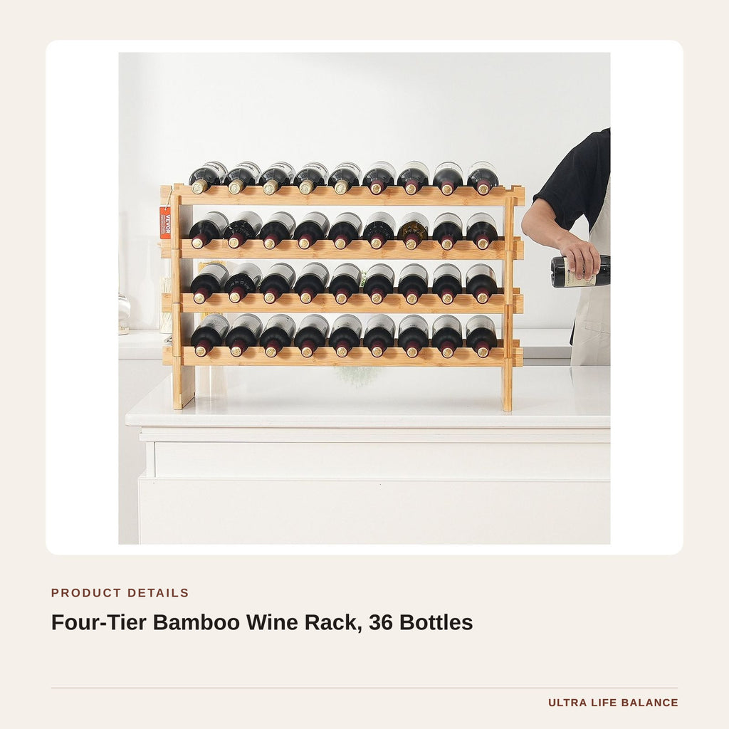 Four-Tier Bamboo Wine Rack, 36 Bottles product detail