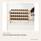 Four-Tier Bamboo Wine Rack, 36 Bottles product detail