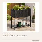 Wicker Raised Garden Planter with Shelf product detail