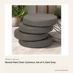 Round Patio Chair Cushions, Set of 4, Dark Gray product detail