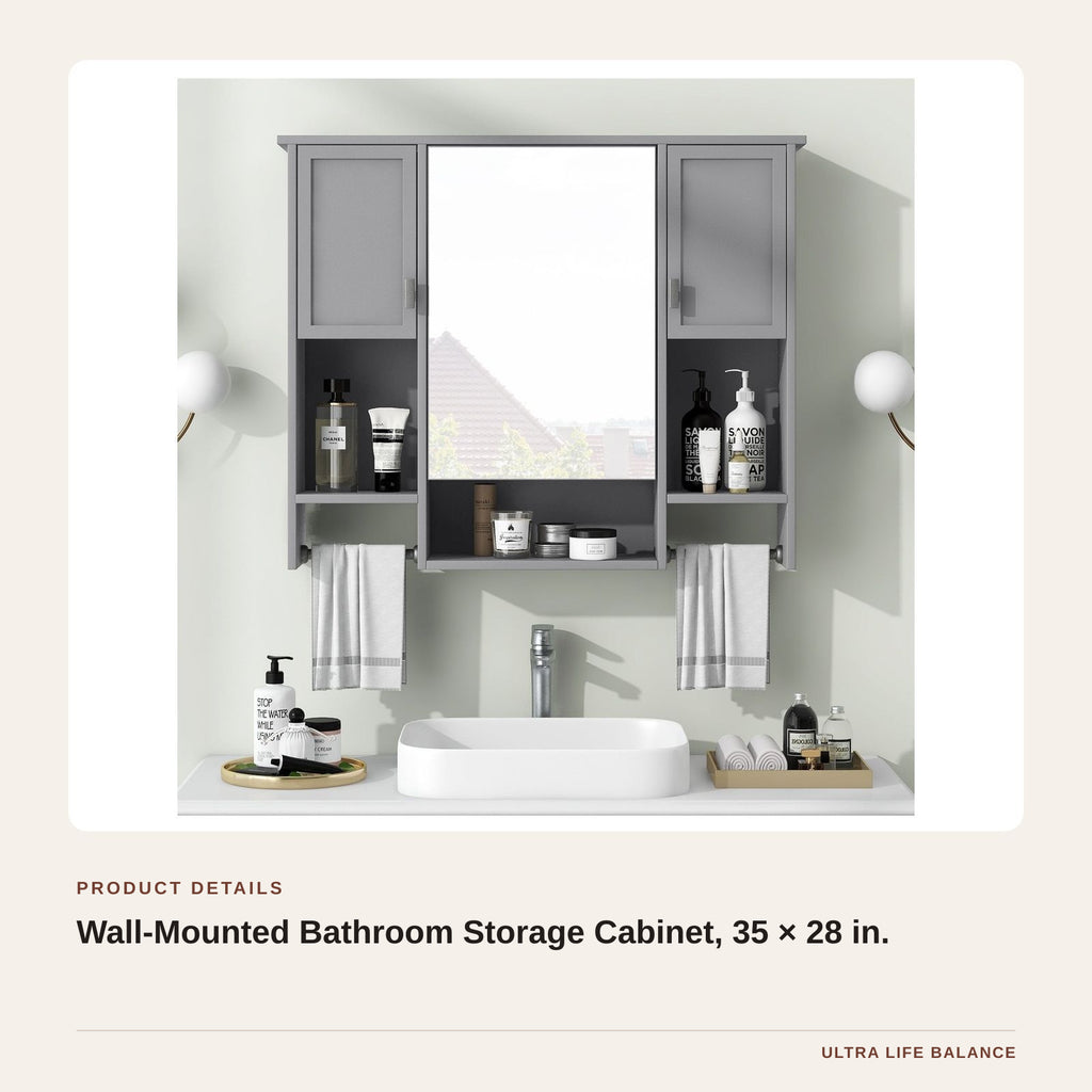 Wall-Mounted Bathroom Storage Cabinet, 35 × 28 in. product detail