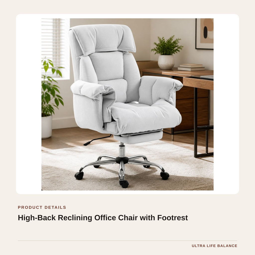 High-Back Reclining Office Chair with Footrest product detail