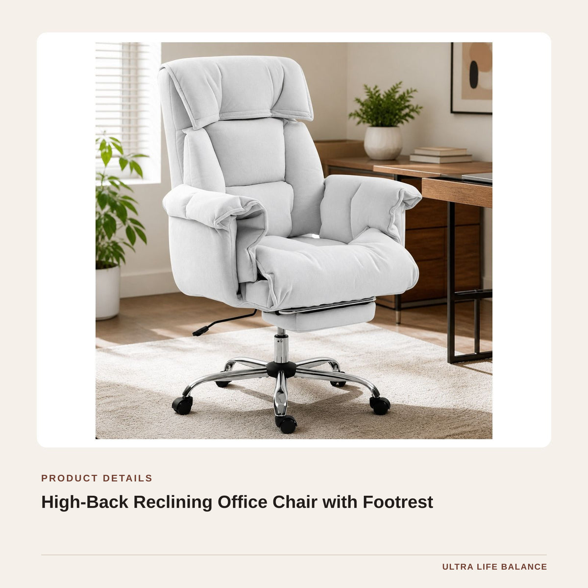High-Back Reclining Office Chair with Footrest product detail