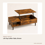 Lift-Top Coffee Table, Brown product detail